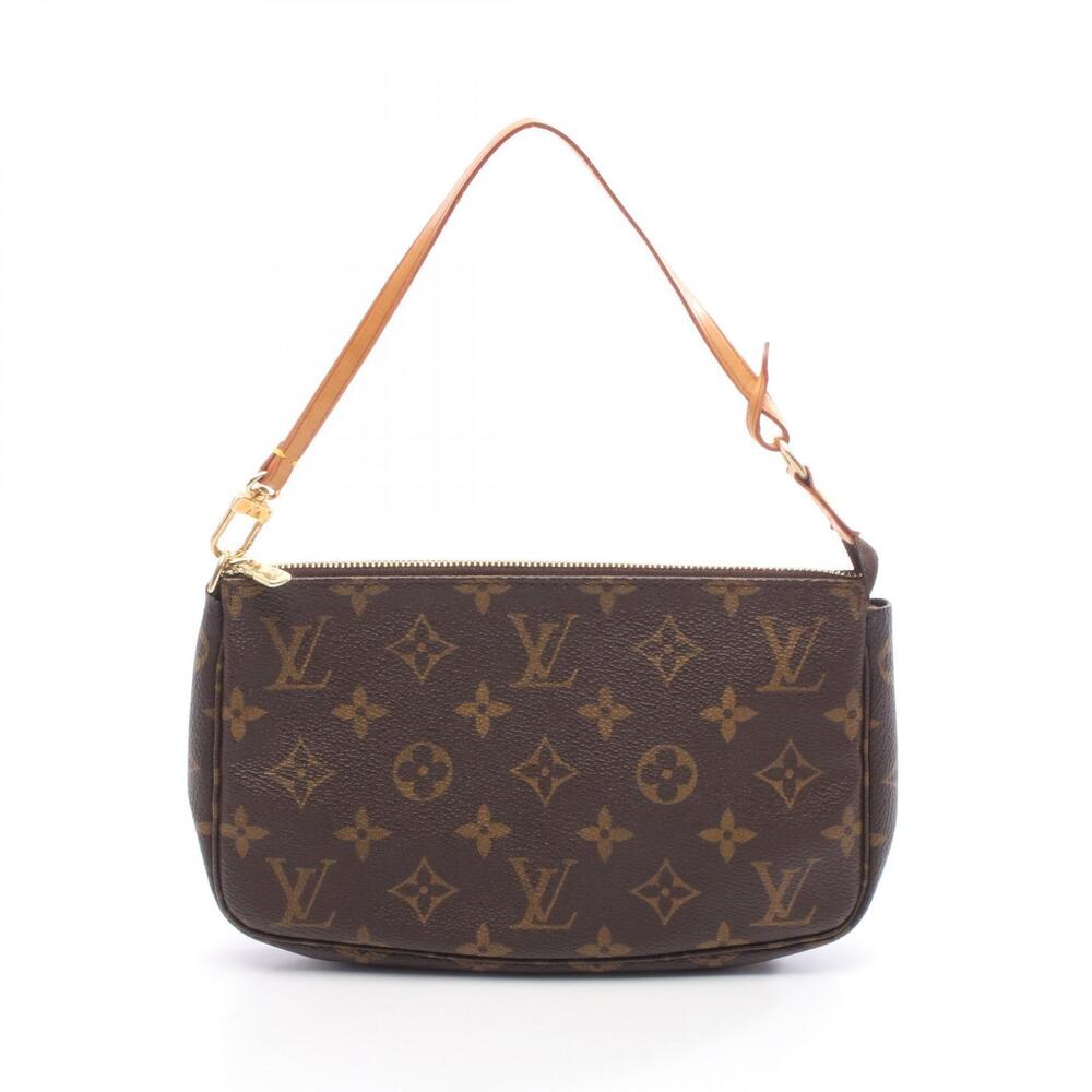 Louis Vuitton Pochette Accessoires Monogram Handbag Canvas Leather Brown